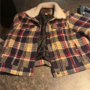 Plaid Sherpa-Lined Jacket